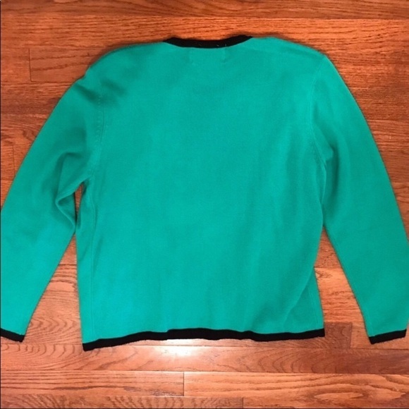 SAG HARBOR GREEN BLACK CARDIGAN WITH SHELL LARGE FALL PREPPY - Picture 2 of 4